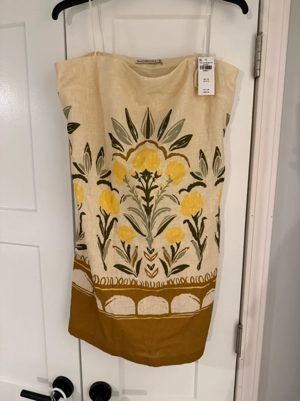 Abercrombie Scarlett Strapless Linen Skort Dress XLT Tall NWT Yellow Floral - Picture 4 of 5